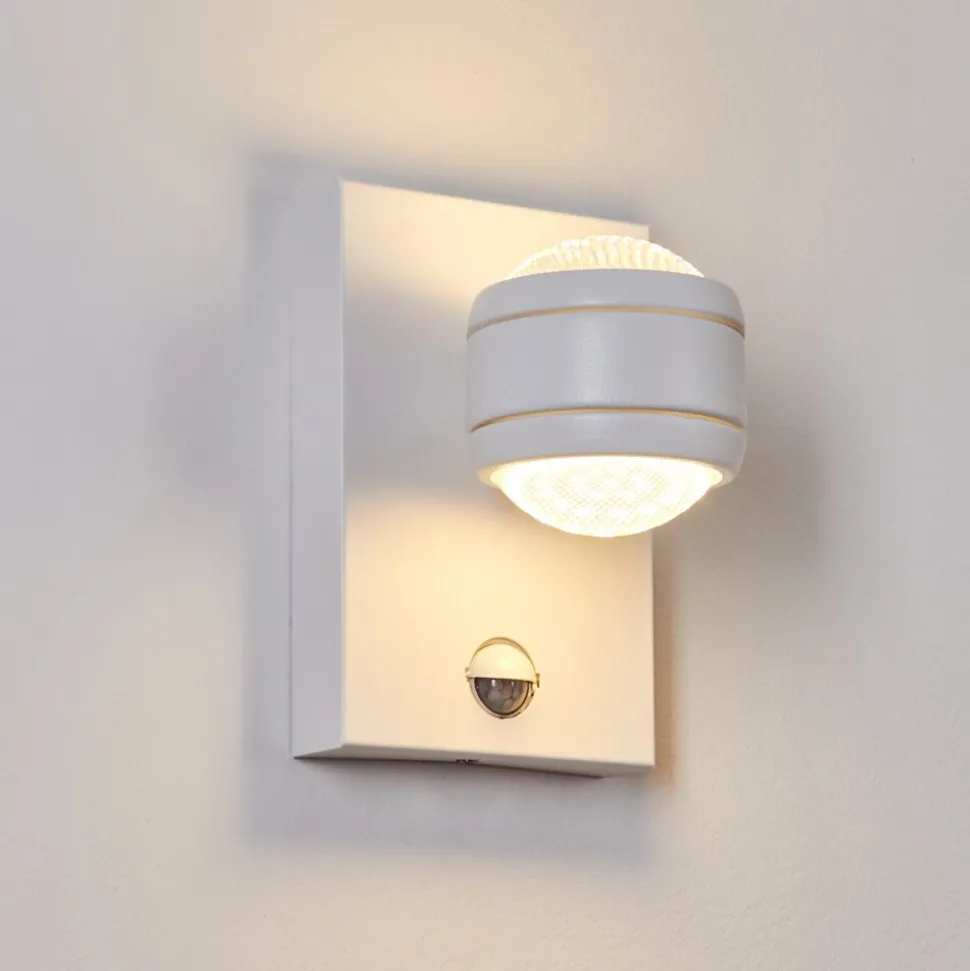 Applique Murale D'Exterieur Borlo Led Blanc, 2 Lumieres, Detecteur De Mouvement