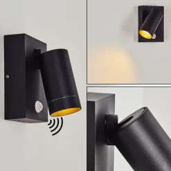 Applique Murale D'Exterieur Hakamken Noir, 1 Lumiere, Detecteur De Mouvement