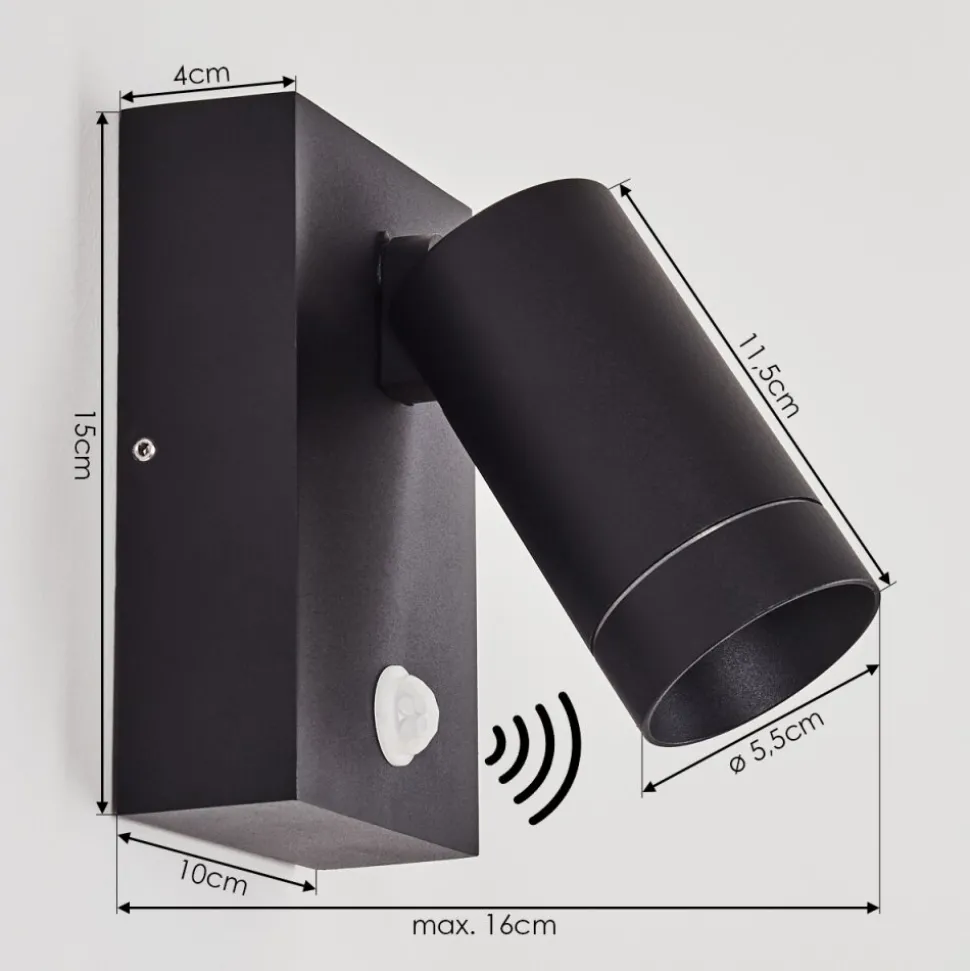 Applique Murale D'Exterieur Hakamken Noir, 1 Lumiere, Detecteur De Mouvement