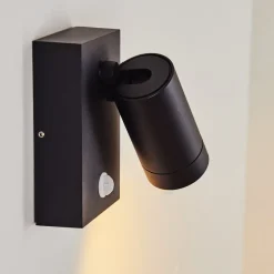 Applique Murale D'Exterieur Hakamken Noir, 1 Lumiere, Detecteur De Mouvement