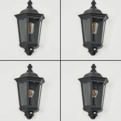 Applique Murale D'Exterieurhongkong Noir, 1 Lumiere, Detecteur De Mouvement