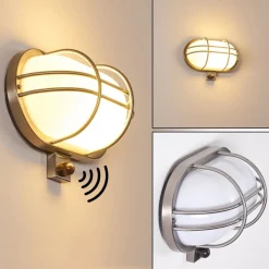 Applique Murale D'Exterieur Belmopan Acier Inoxydable, 1 Lumiere, Detecteur De Mouvement
