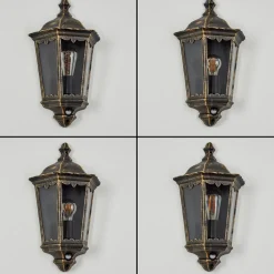 Applique Murale D'Exterieurhongkong Brun, Or, 1 Lumiere, Detecteur De Mouvement