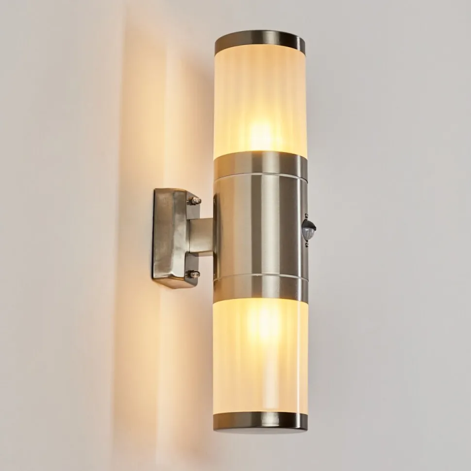 Applique Murale D'Exterieur Tolsona Acier Inoxydable, 2 Lumieres, Detecteur De Mouvement