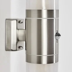 Applique Murale D'Exterieur Tolsona Acier Inoxydable, 2 Lumieres, Detecteur De Mouvement