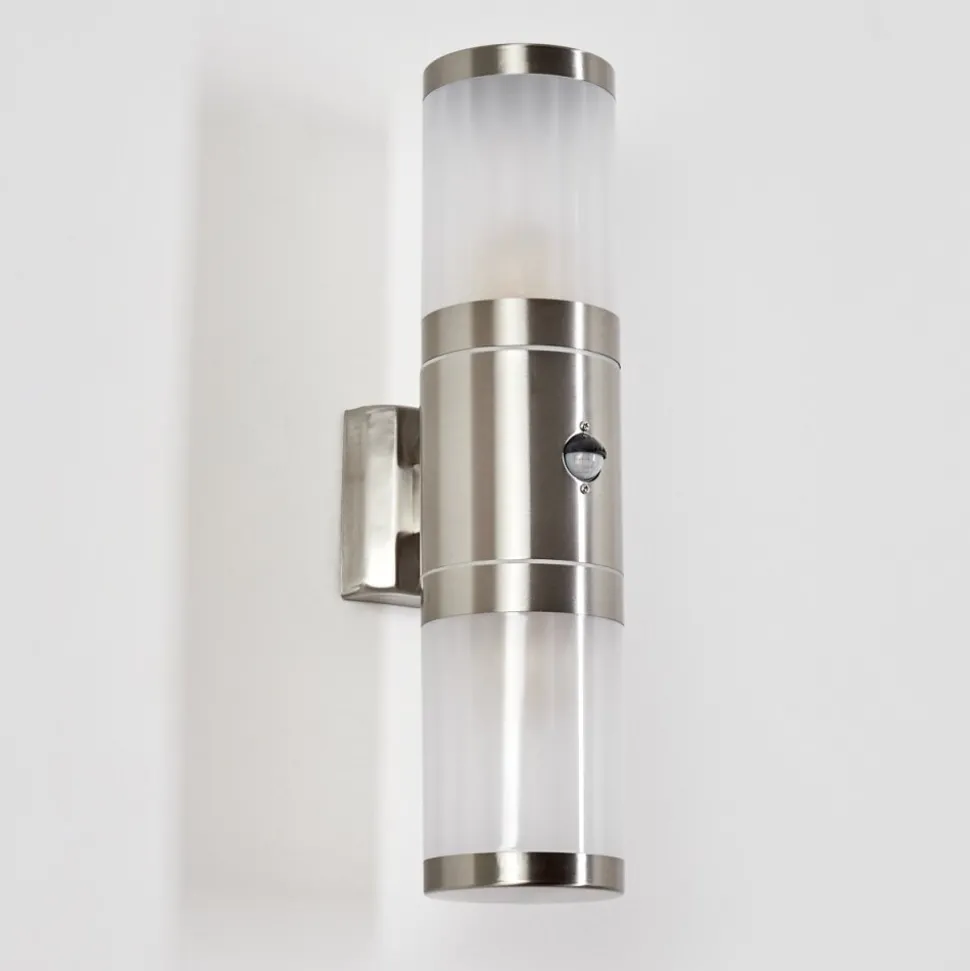Applique Murale D'Exterieur Tolsona Acier Inoxydable, 2 Lumieres, Detecteur De Mouvement