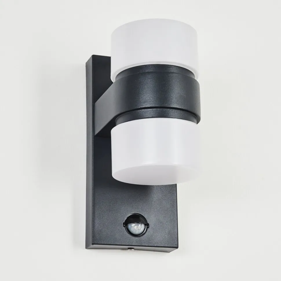 Applique Murale D'Exterieur Tiarp Led Noir, 2 Lumieres, Detecteur De Mouvement