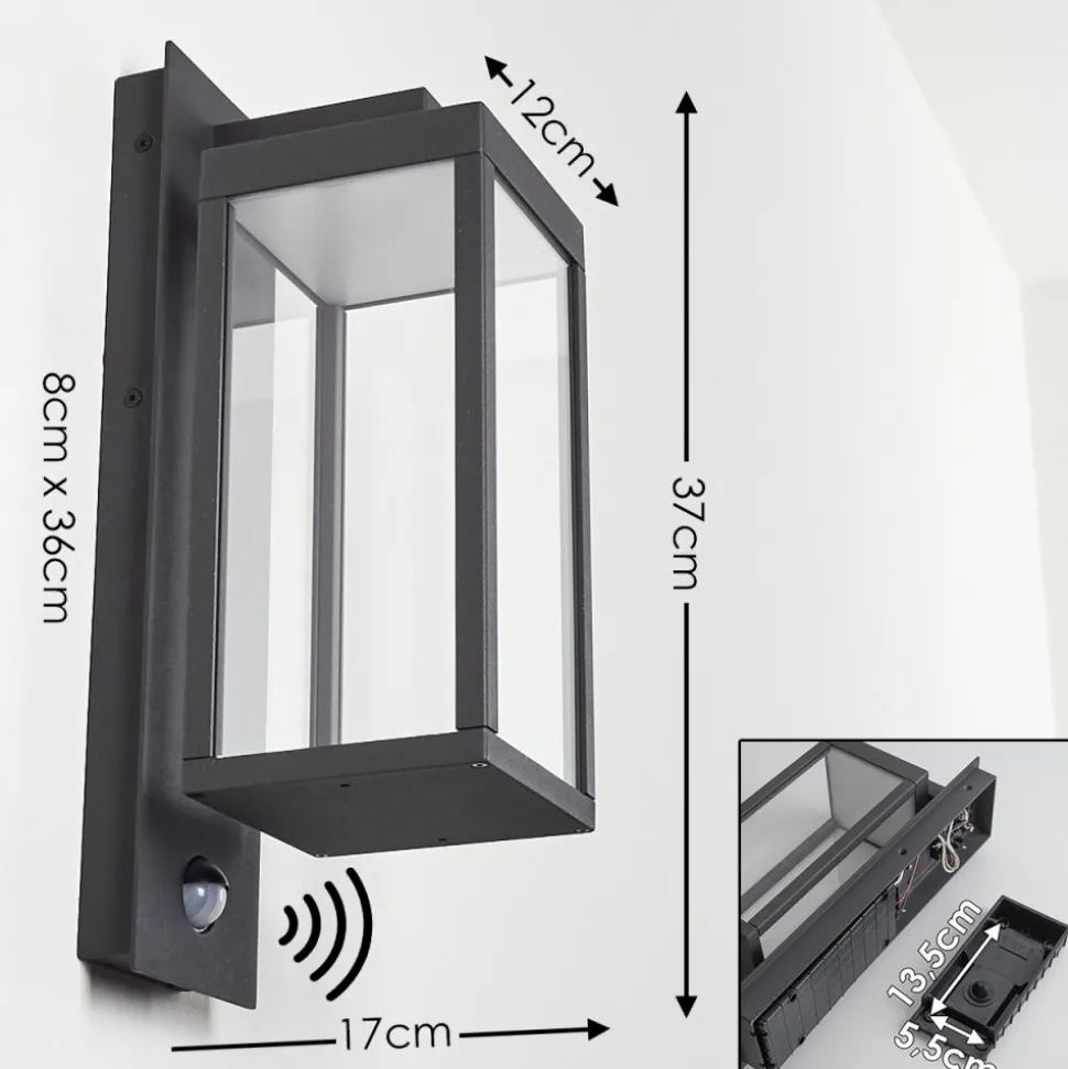 Applique Murale D'Exterieur Faroer Led Anthracite, 1 Lumiere, Detecteur De Mouvement