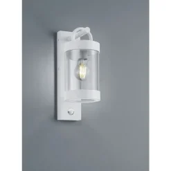 Applique Murale D'Exterieur Trio Sambesi Blanc, 1 Lumiere, Detecteur De Mouvement