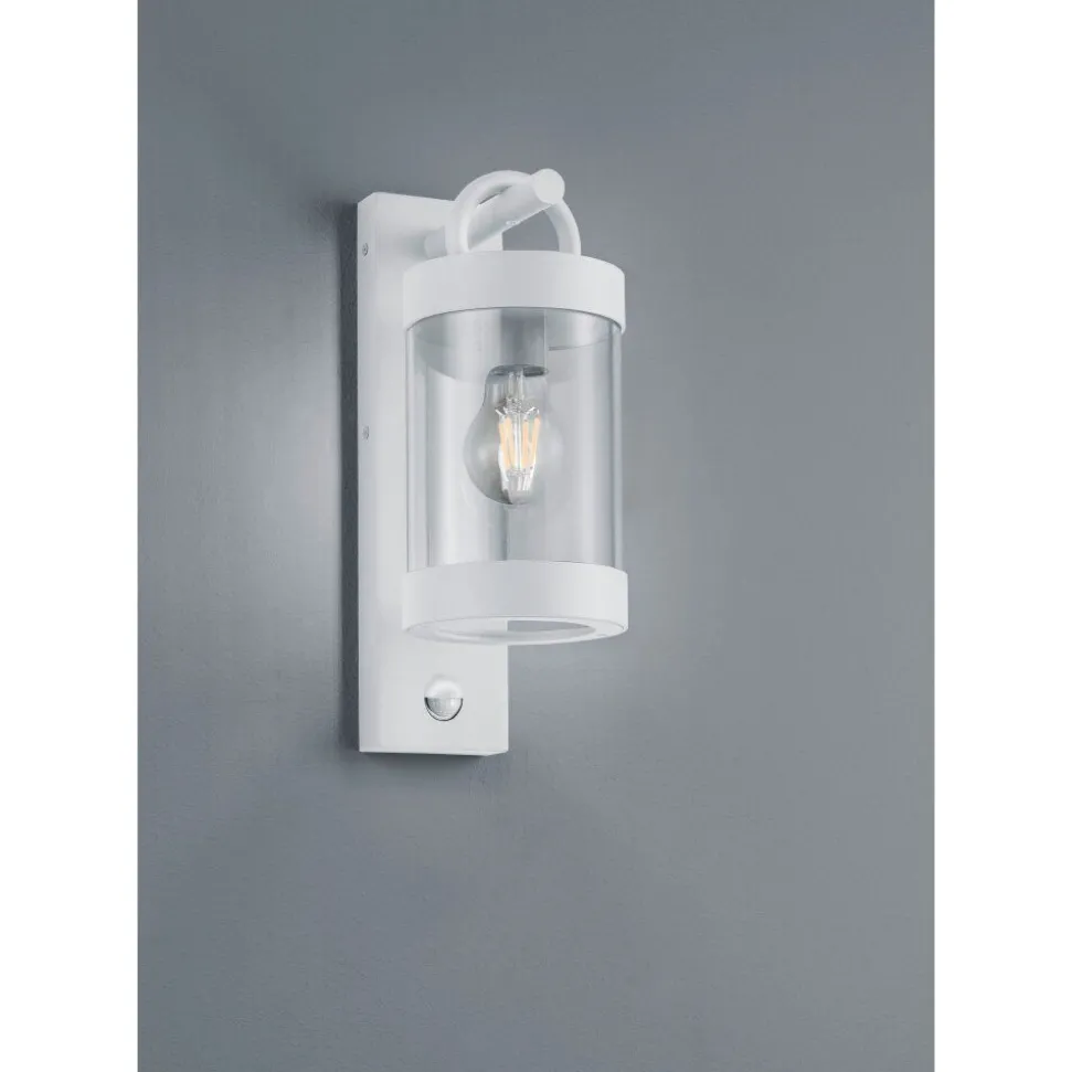 Applique Murale D'Exterieur Trio Sambesi Blanc, 1 Lumiere, Detecteur De Mouvement