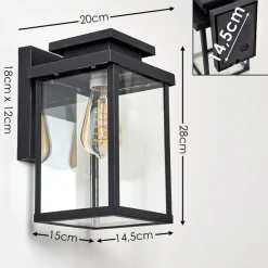 Applique Murale D'Exterieur Tieva Noir, 1 Lumiere
