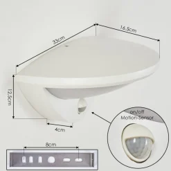 Applique Murale D'Exterieur Carano Led Blanc, 1 Lumiere, Detecteur De Mouvement