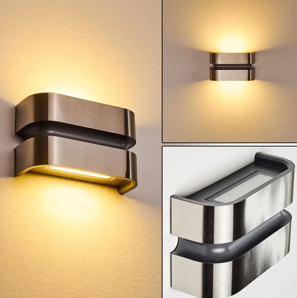 Applique Murale D'Exterieur Kolding Led Acier Inoxydable, Noir, 1 Lumiere