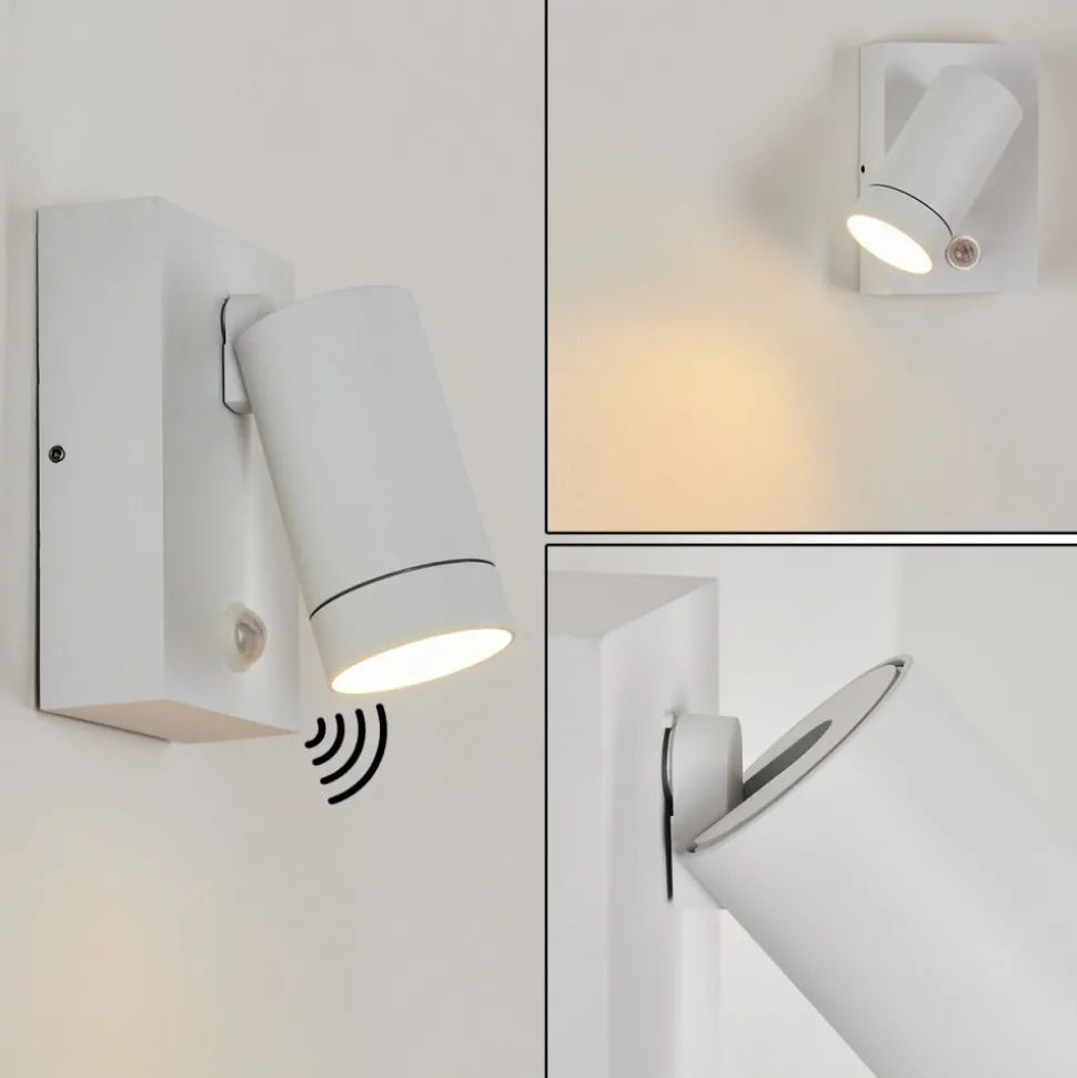 Applique Murale D'Exterieur Hakamken Blanc, 1 Lumiere, Detecteur De Mouvement