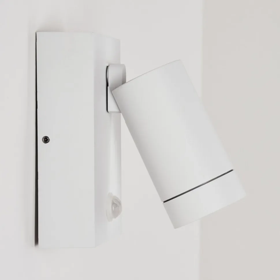 Applique Murale D'Exterieur Hakamken Blanc, 1 Lumiere, Detecteur De Mouvement