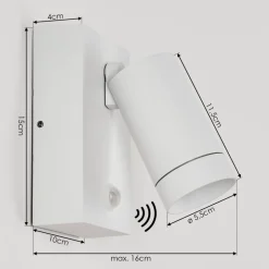 Applique Murale D'Exterieur Hakamken Blanc, 1 Lumiere, Detecteur De Mouvement