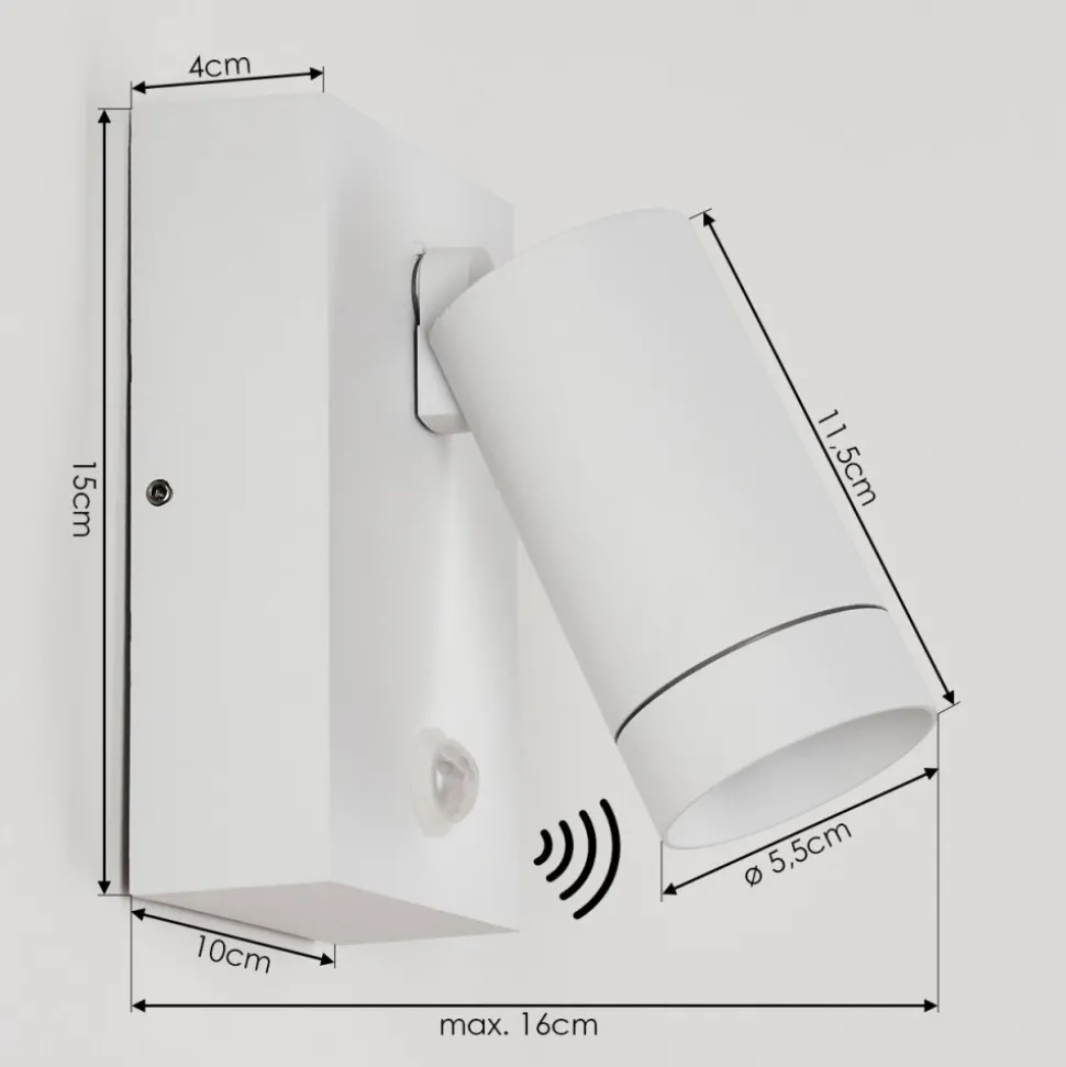 Applique Murale D'Exterieur Hakamken Blanc, 1 Lumiere, Detecteur De Mouvement