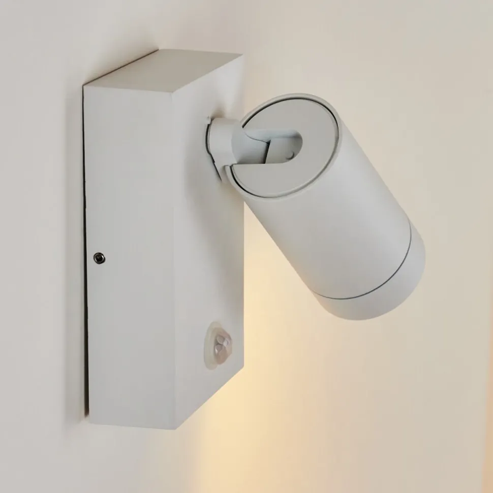 Applique Murale D'Exterieur Hakamken Blanc, 1 Lumiere, Detecteur De Mouvement