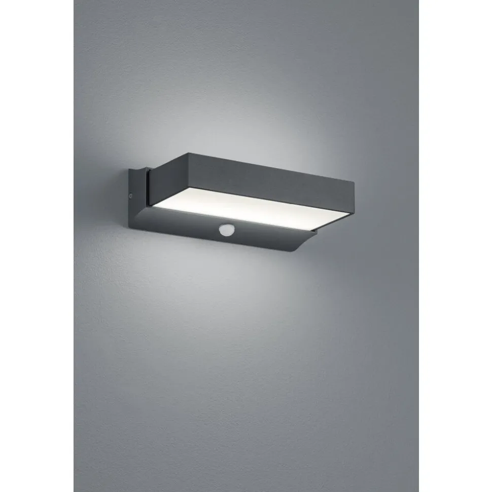 Applique Murale D'Exterieur Trio Cuando Led Anthracite, 1 Lumiere, Detecteur De Mouvement