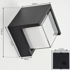 Applique Murale D'Exterieurvurey Led Noir, 1 Lumiere