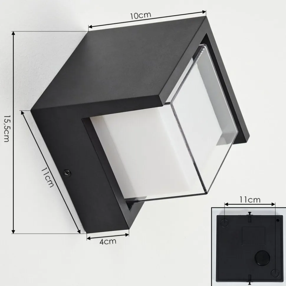 Applique Murale D'Exterieurvurey Led Noir, 1 Lumiere