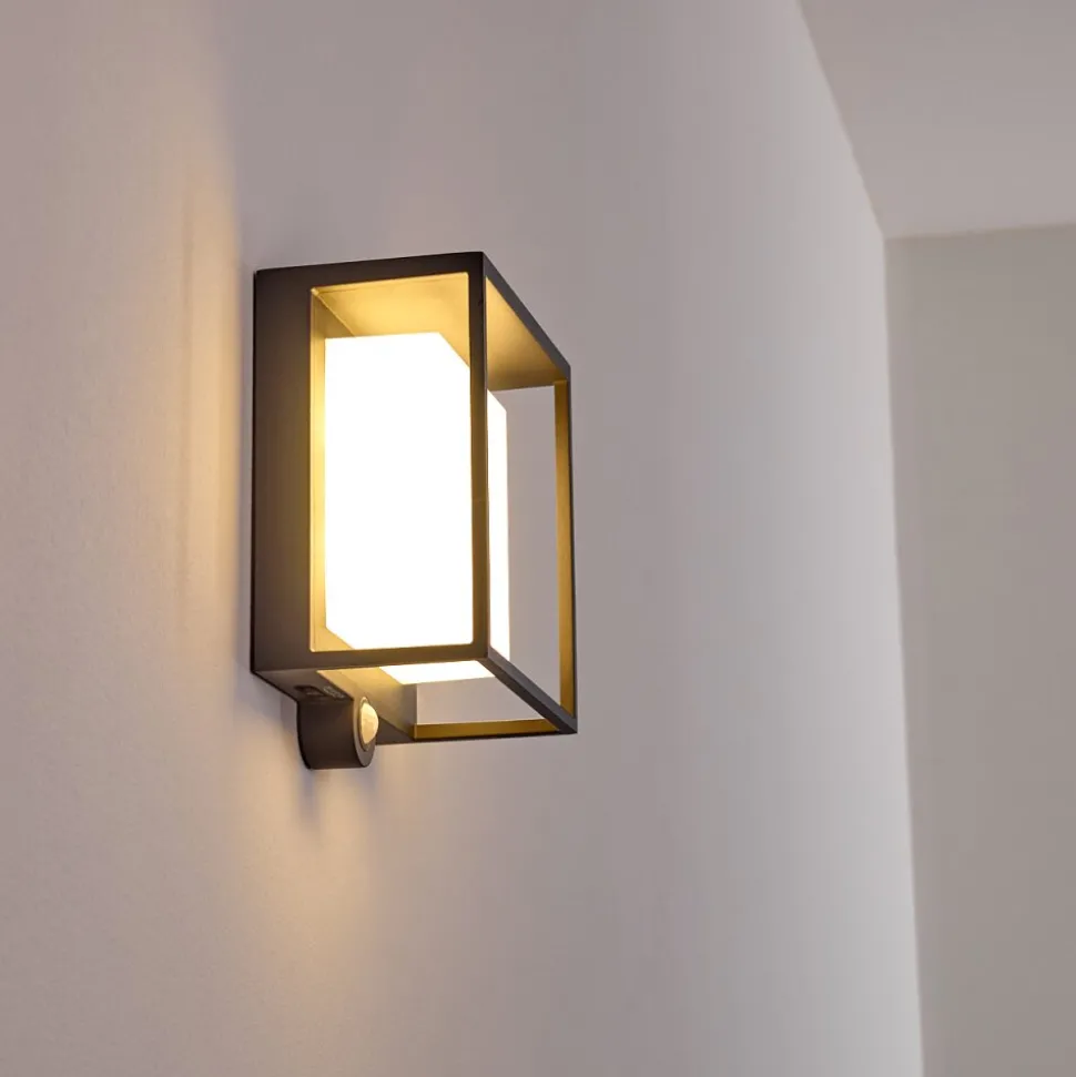 Applique Murale D'Exterieur Lansing Led Anthracite, 1 Lumiere, Detecteur De Mouvement