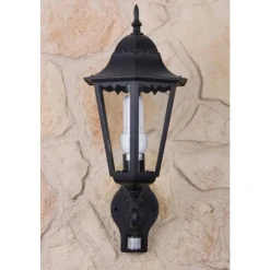 Applique Murale D'Exterieur Lutec Bristol Noir, Transparent, 1 Lumiere, Detecteur De Mouvement