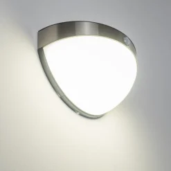 Applique Murale D'Exterieur Pori Led Chrome, 1 Lumiere, Detecteur De Mouvement