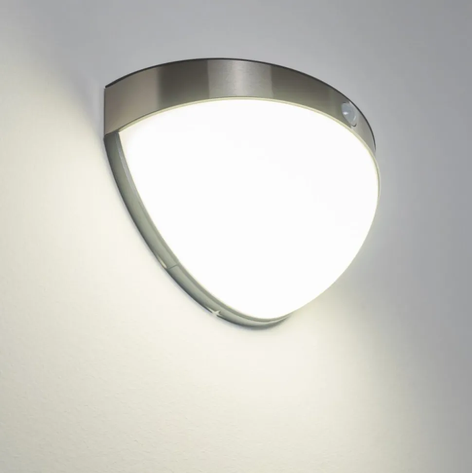 Applique Murale D'Exterieur Pori Led Chrome, 1 Lumiere, Detecteur De Mouvement