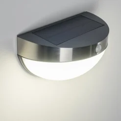Applique Murale D'Exterieur Pori Led Chrome, 1 Lumiere, Detecteur De Mouvement