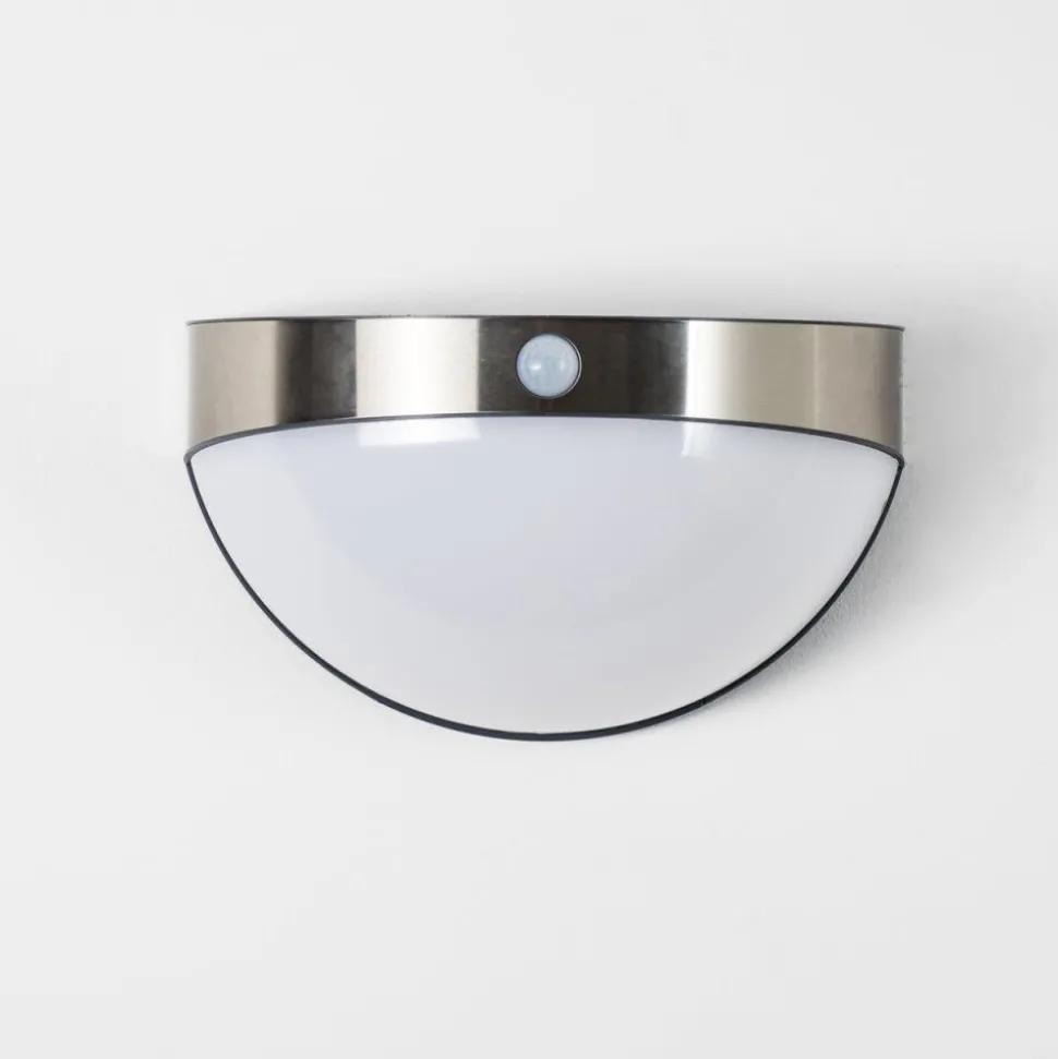 Applique Murale D'Exterieur Pori Led Chrome, 1 Lumiere, Detecteur De Mouvement