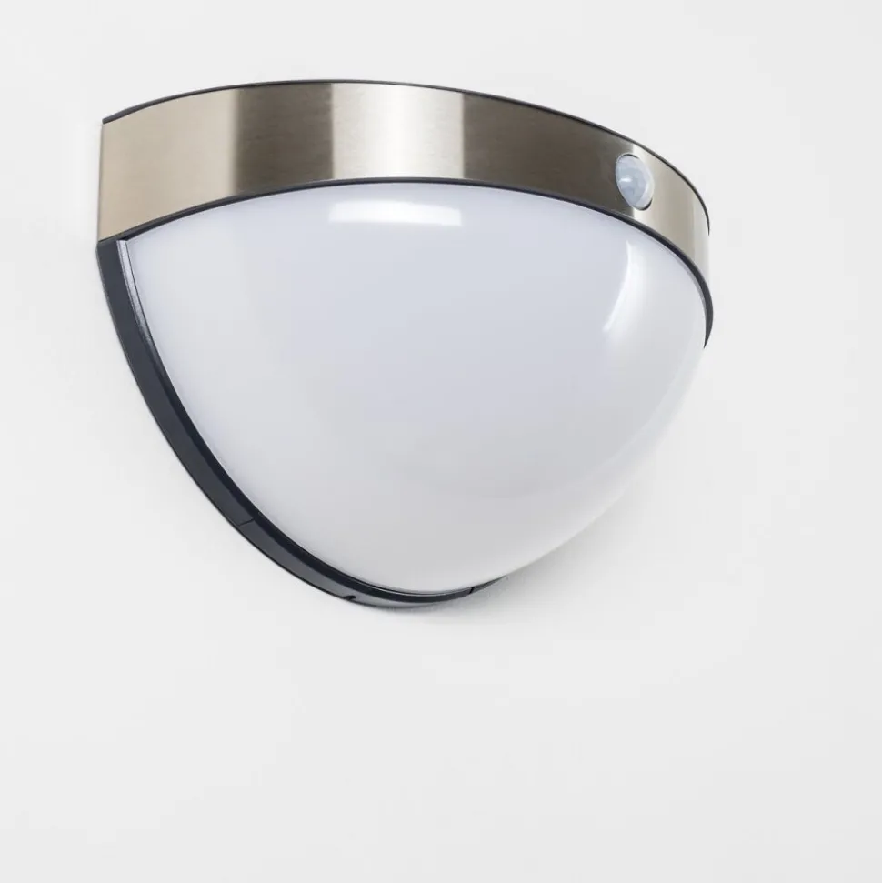 Applique Murale D'Exterieur Pori Led Chrome, 1 Lumiere, Detecteur De Mouvement