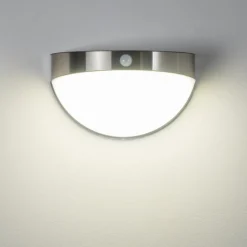 Applique Murale D'Exterieur Pori Led Chrome, 1 Lumiere, Detecteur De Mouvement