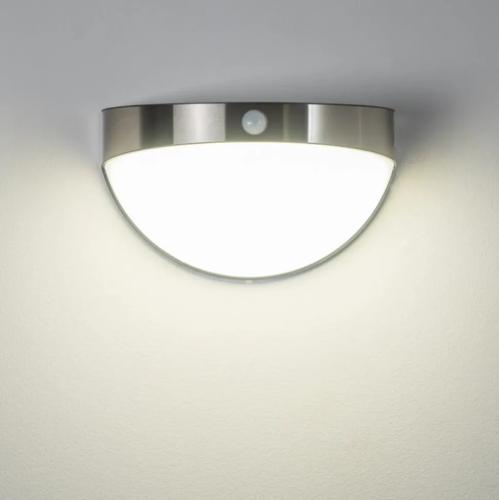 Applique Murale D'Exterieur Pori Led Chrome, 1 Lumiere, Detecteur De Mouvement