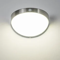 Applique Murale D'Exterieur Pori Led Chrome, 1 Lumiere, Detecteur De Mouvement