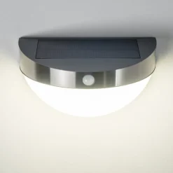 Applique Murale D'Exterieur Pori Led Chrome, 1 Lumiere, Detecteur De Mouvement