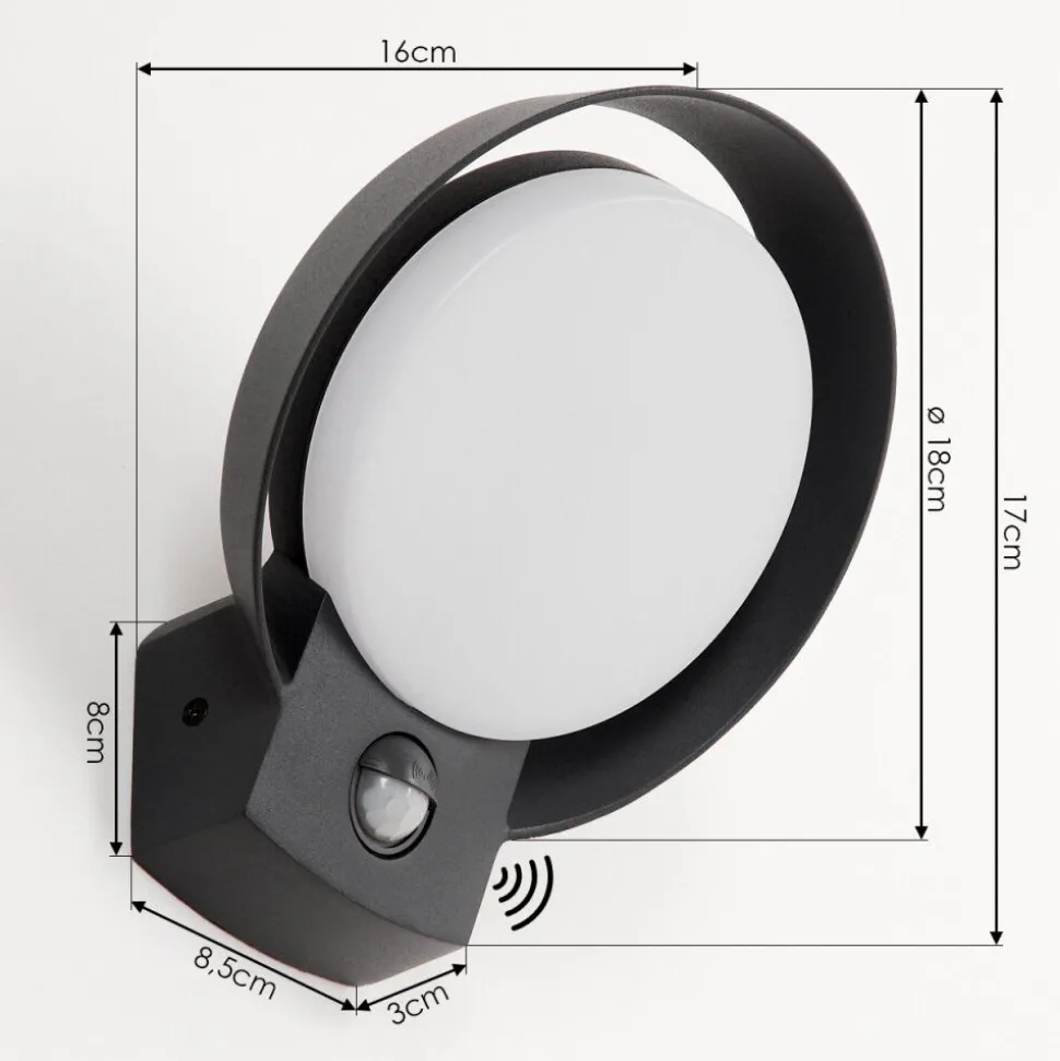 Applique Murale D'Exterieur Kelo Led Anthracite, 1 Lumiere, Detecteur De Mouvement