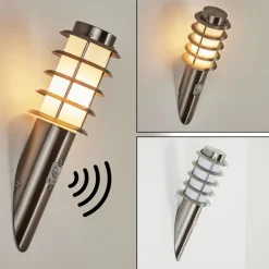 Applique Murale D'Exterieur Tunes Nickel Mat, 1 Lumiere, Detecteur De Mouvement