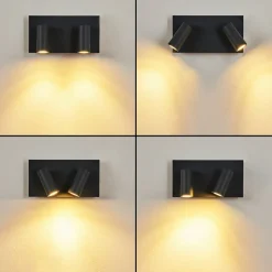 Applique Murale D'Exterieur Saeter Led Noir, 2 Lumieres