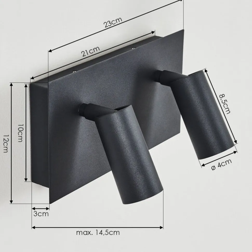 Applique Murale D'Exterieur Saeter Led Noir, 2 Lumieres