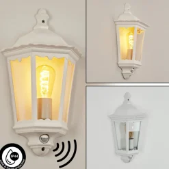 Applique Murale D'Exterieurhongkong Blanc, 1 Lumiere, Detecteur De Mouvement