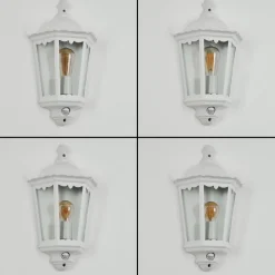 Applique Murale D'Exterieurhongkong Blanc, 1 Lumiere, Detecteur De Mouvement