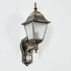 Applique Murale D'Exterieur Naofe Brun, Or, 1 Lumiere, Detecteur De Mouvement