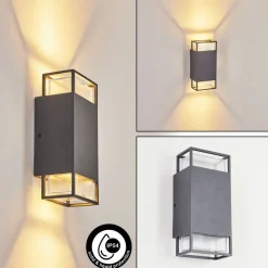 Applique Murale D'Exterieur Ramalhal Anthracite, 2 Lumieres