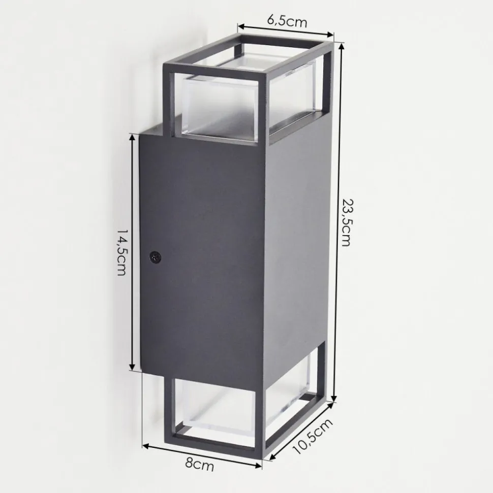 Applique Murale D'Exterieur Ramalhal Anthracite, 2 Lumieres