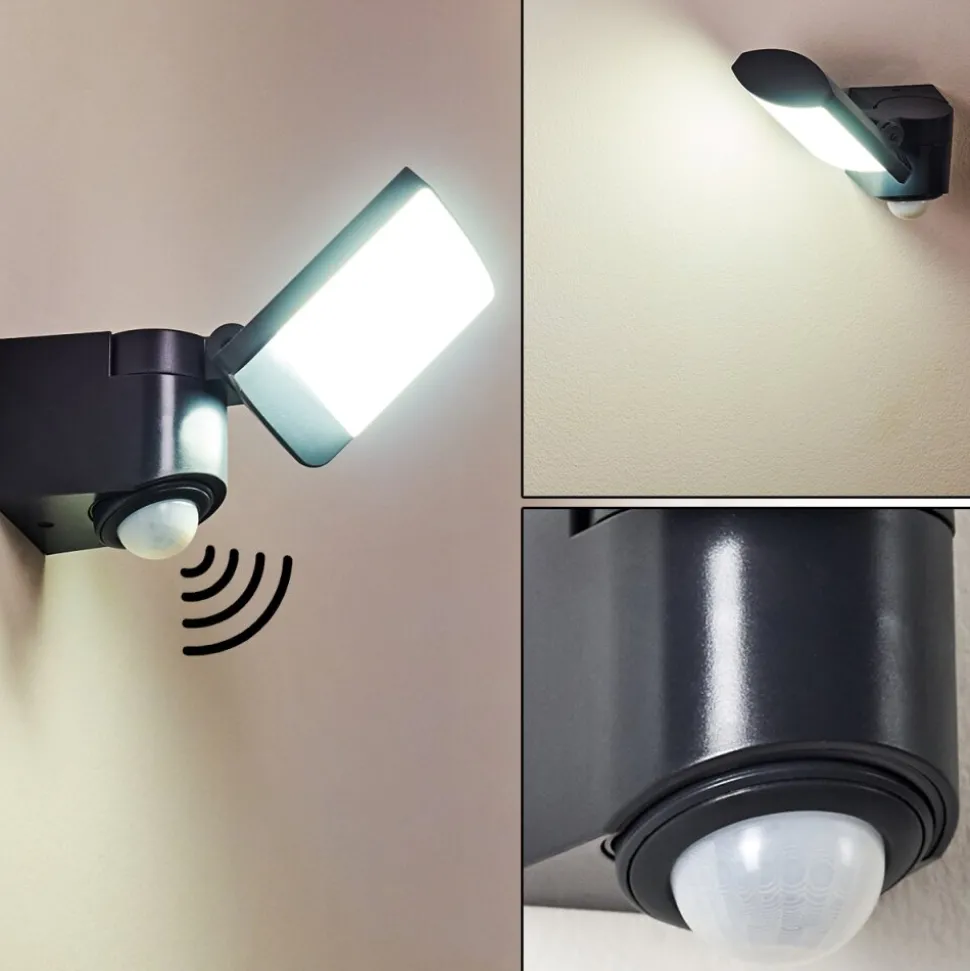 Applique Murale D'Exterieur Larvik Led Anthracite, 1 Lumiere, Detecteur De Mouvement