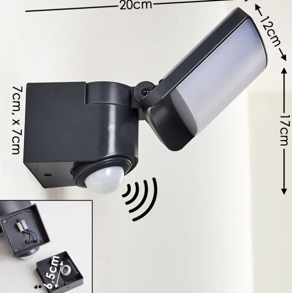 Applique Murale D'Exterieur Larvik Led Anthracite, 1 Lumiere, Detecteur De Mouvement