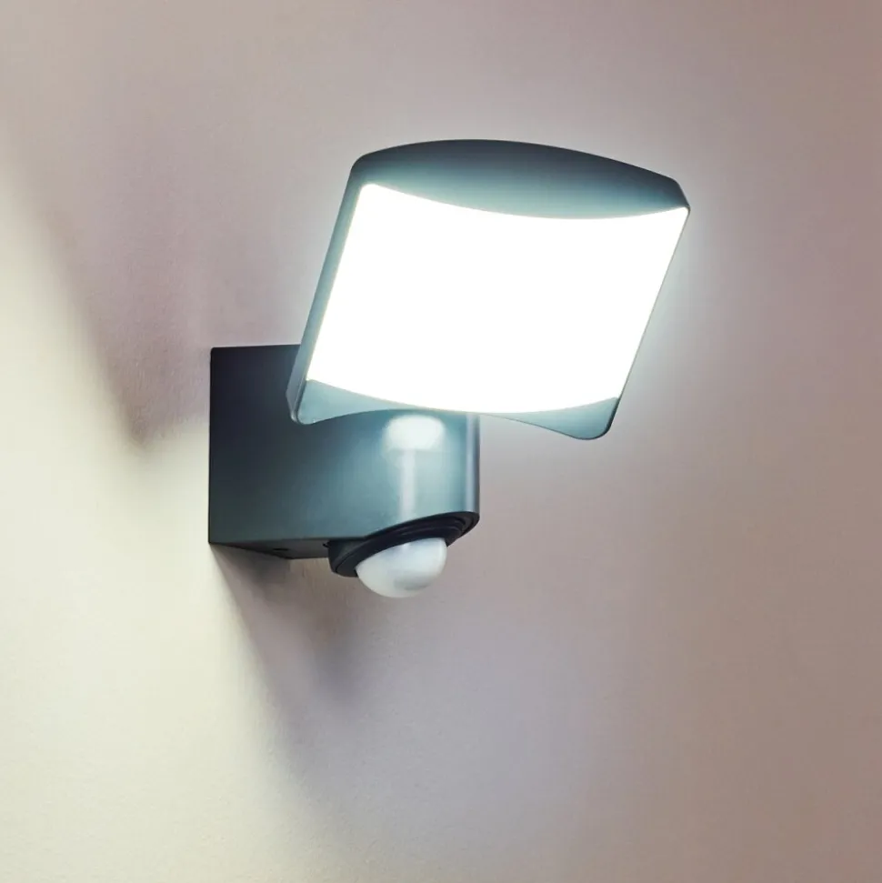 Applique Murale D'Exterieur Larvik Led Anthracite, 1 Lumiere, Detecteur De Mouvement