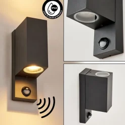 Applique Murale D'Exterieurkingstown Anthracite, Transparent, 2 Lumieres, Detecteur De Mouvement