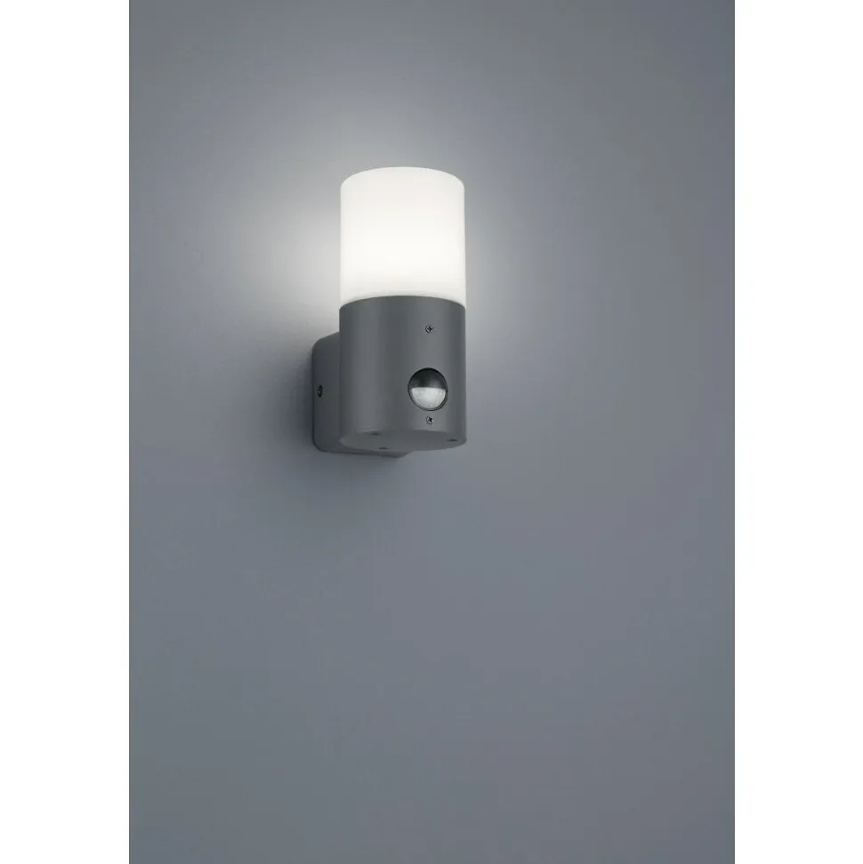 Applique Murale D'Exterieur Trio Hoosic Anthracite, 1 Lumiere, Detecteur De Mouvement